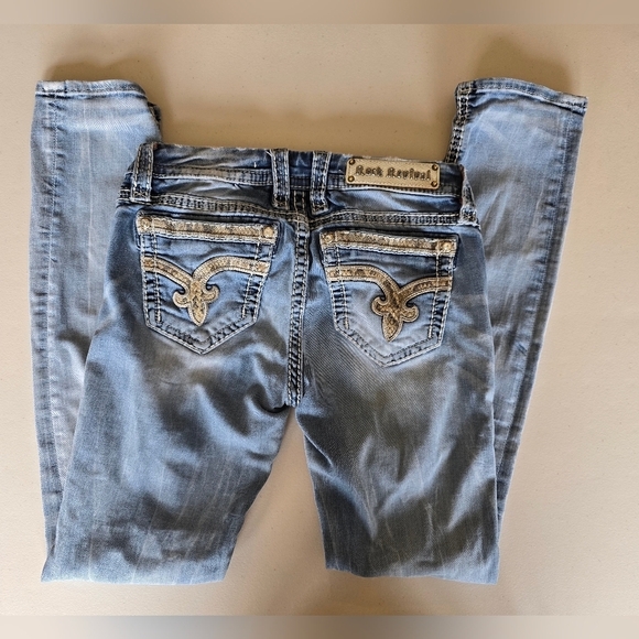 Rock Revival Nancy Cuffed Straight Women's Light Wash Jeans Sz 28 - Picture 7 of 7